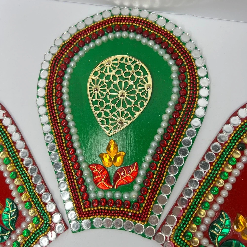 Handcrafted Rangoli Decor Set 7pc Painted Wood Diwali Art Floor or Home‎ Temple